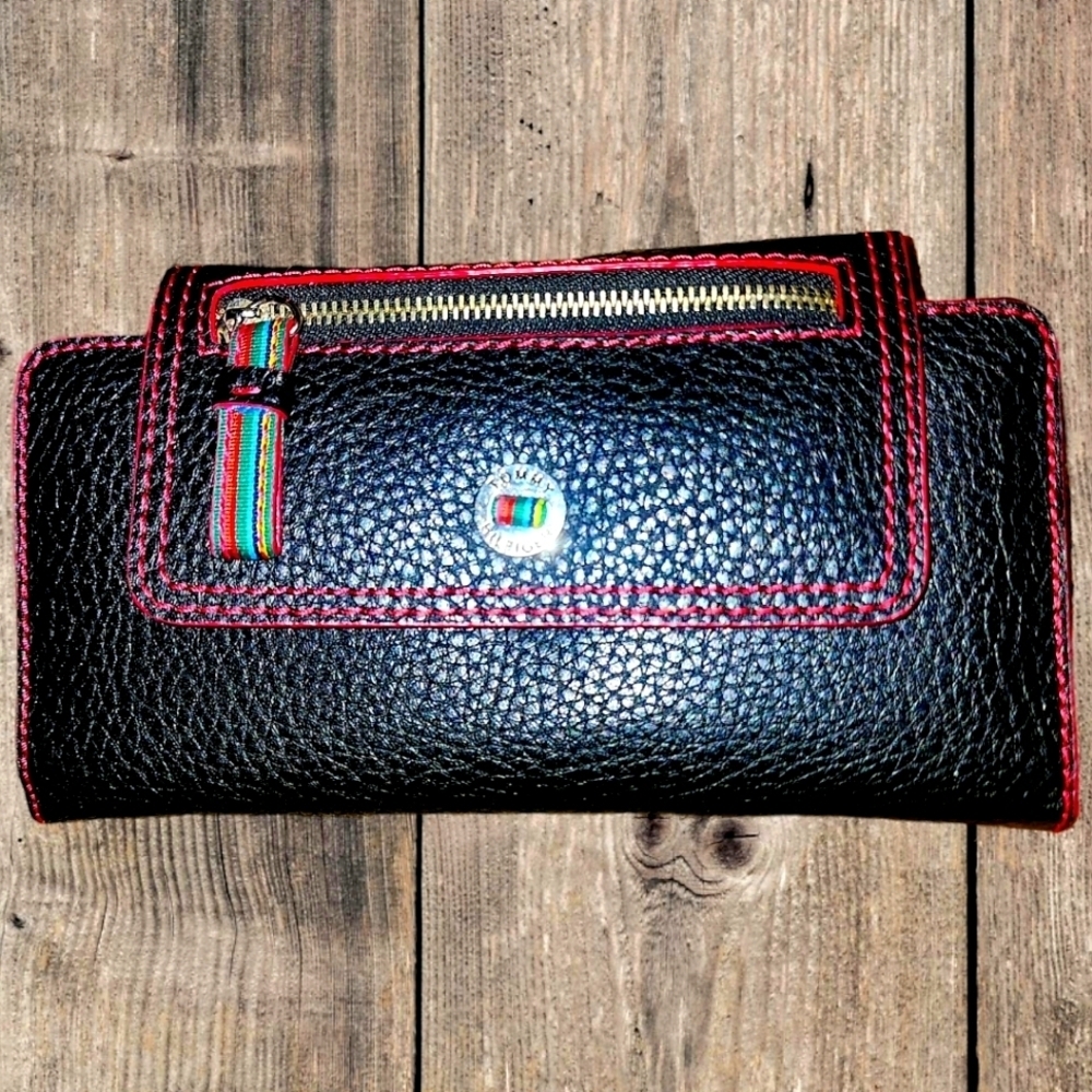 Black and Red Leather Women's Wallet